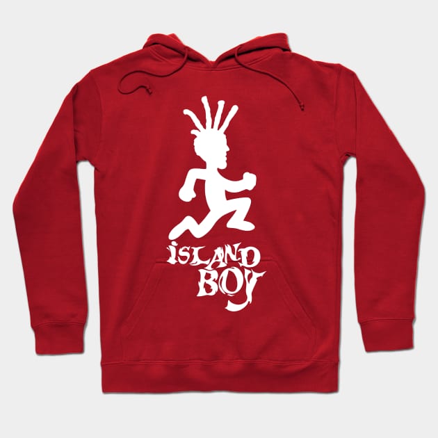 Island Boy (white print) Hoodie by TommyVision